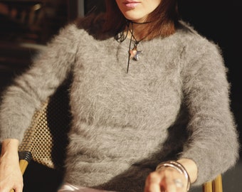 Mink cashmere and angora wool sweater