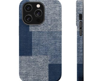 Plaid Denim Magnetic Tough iPhone Case