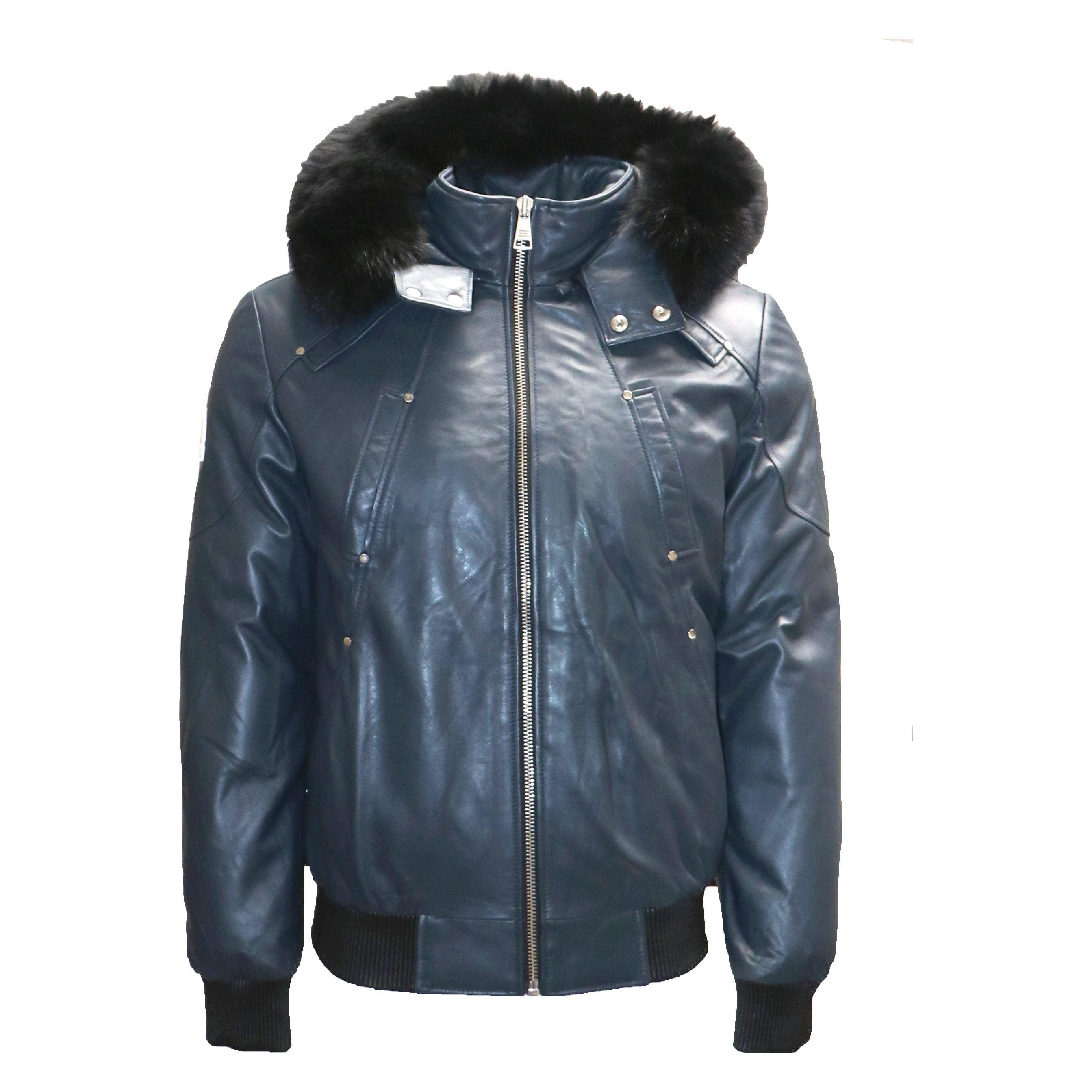 Goose country leather jacket with fur hotsell
