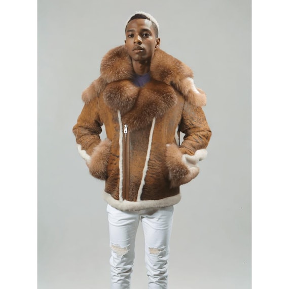 Barya New York Herren Schaffell Lammfell Jacke