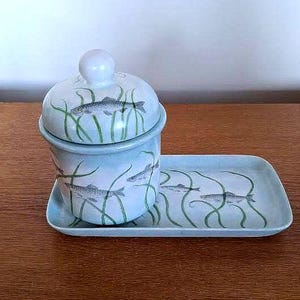 Bavaria Schuman Arzberg set including Jar with lid and serving plate Hand painted