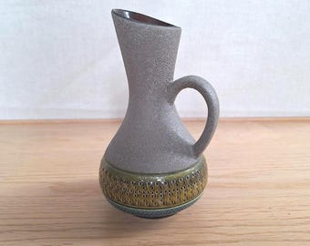 Jarrón vintage de Alemania Occidental / Cerámica de lava gruesa de mediados de siglo / Jarra de cerámica texturizada marrón y oliva / Cerámica artística alemana retro de los años 60