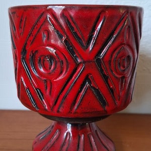 Ceramic Planter with foot  by Fratelli Fanciullacci in deep Red color on foot