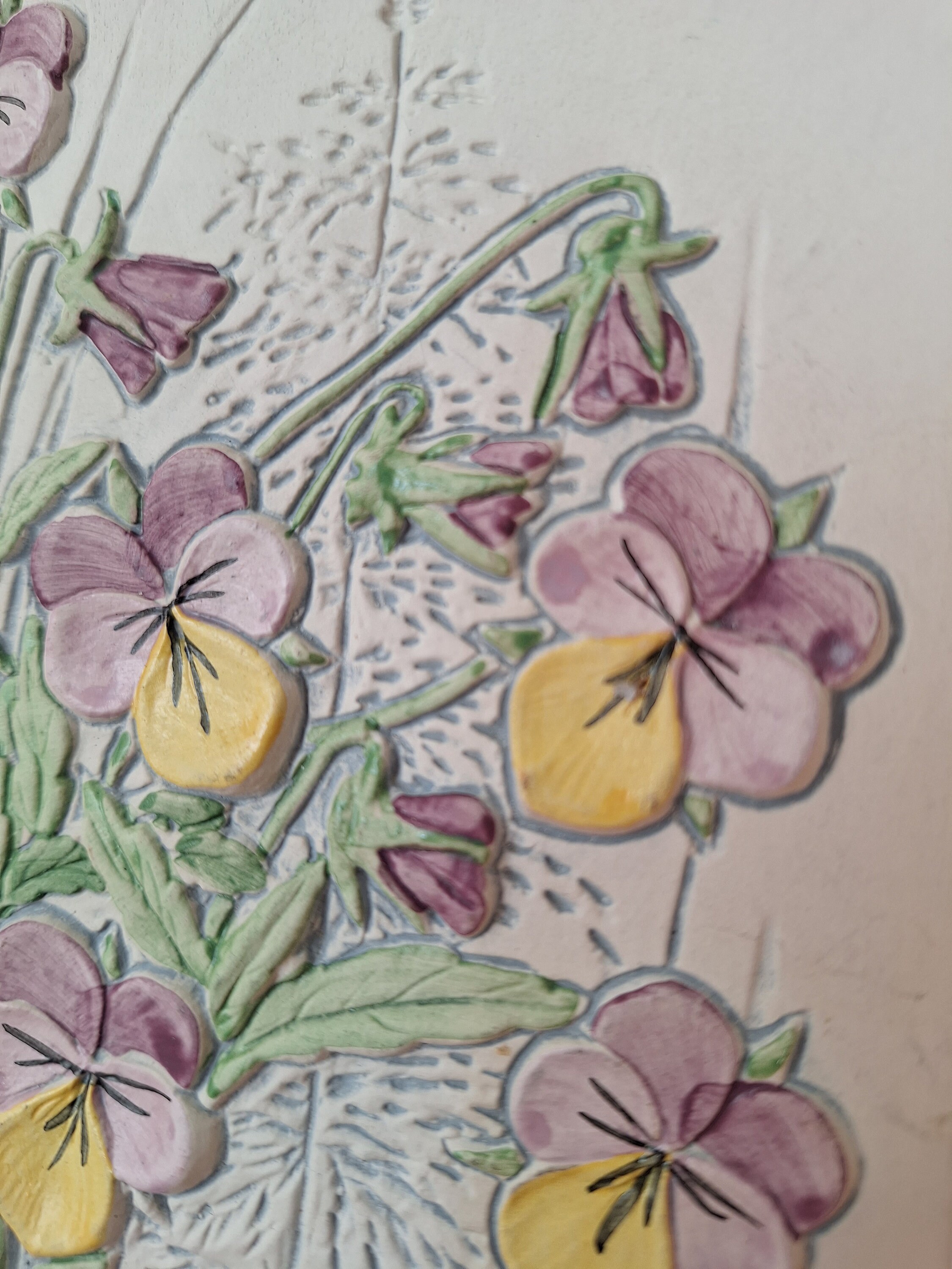 ヴィンテージスウェーデン製陶器製壁飾り：Jie Gantofta Viola Floral