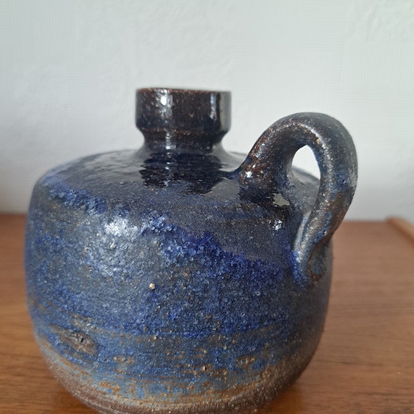 Vase with dark blue glaze by Rudi Stahl 3001/12 from his ""töpferei"" (ceramic studio) in Höhr-Grenzhausen, Westerwald, Germany.