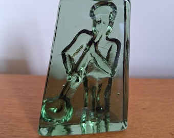 Figura vintage de cristal Lindshammar de Christer Sjögren: vidrio artístico sueco de los años 60, diseño escandinavo de mediados de siglo, decoración soplada a mano.