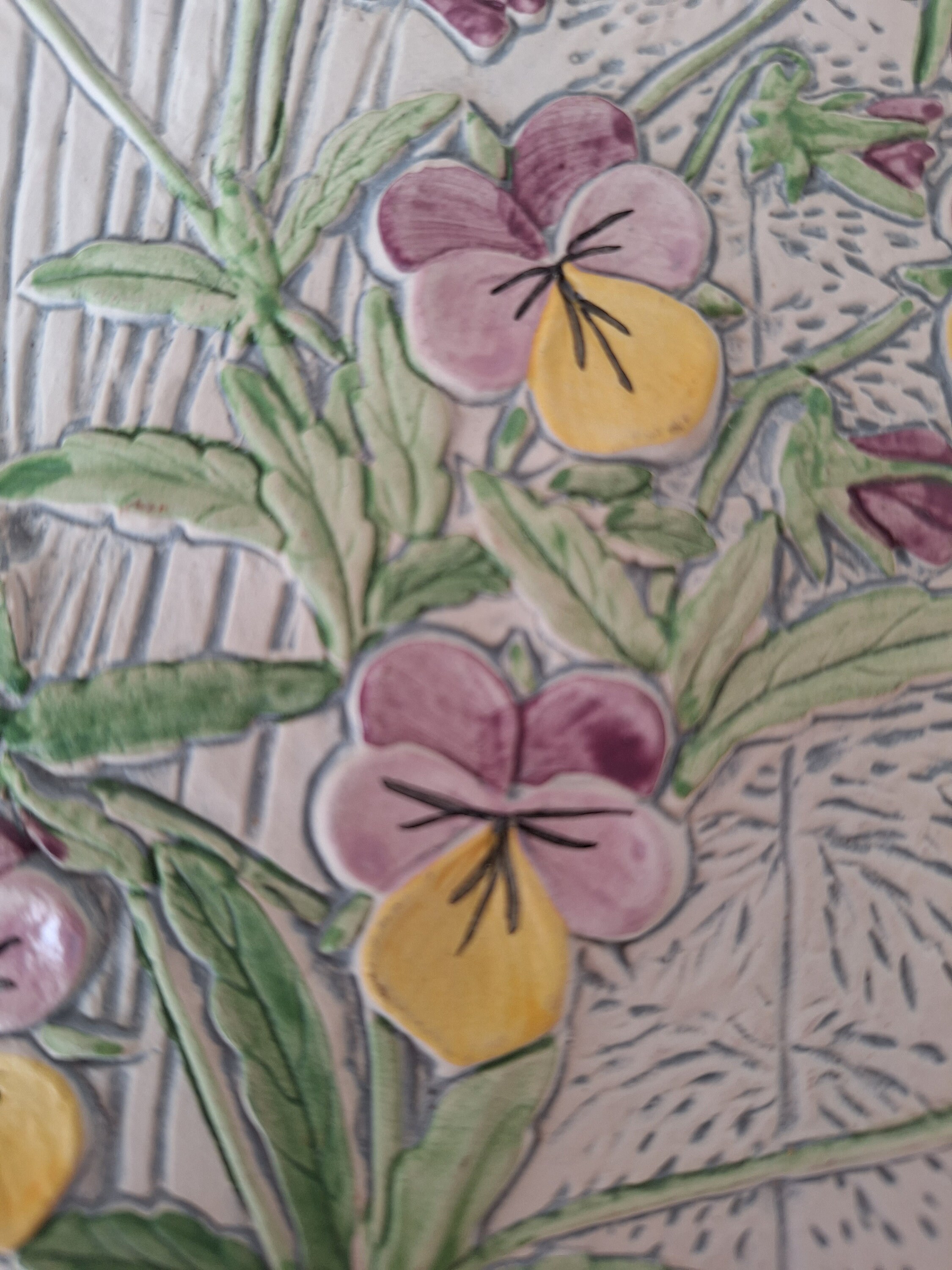 ヴィンテージスウェーデン製陶器製壁飾り：Jie Gantofta Viola Floral
