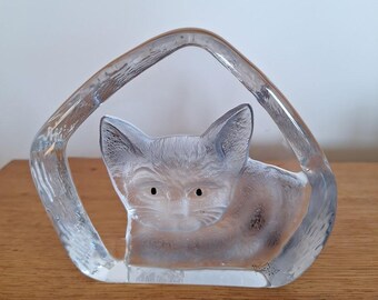 Mats Jonasson RBA Glass Sweden – Vintage schwedische Kunst-Glas-Skulptur 13,5 cm, skandinavisches Design