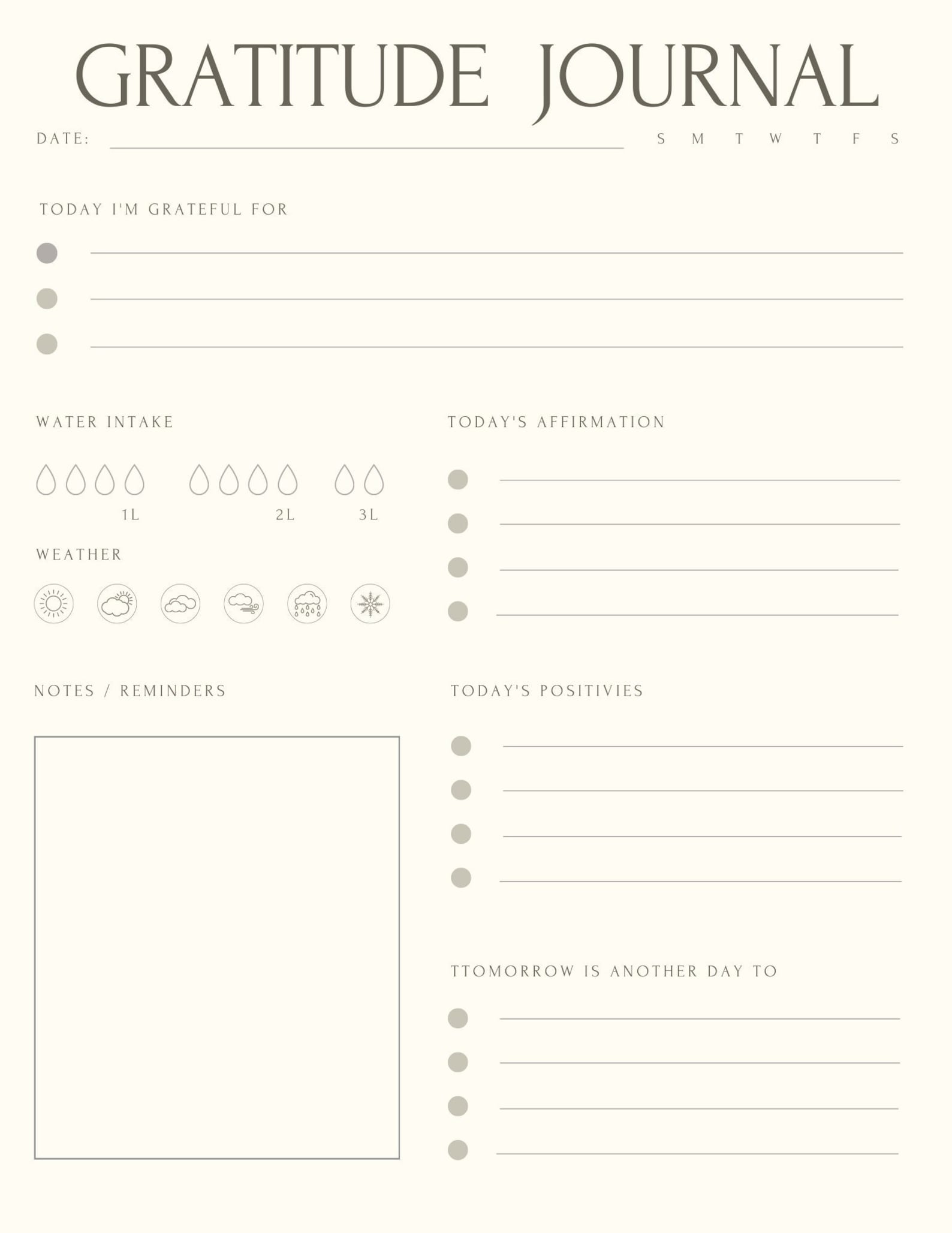 Printable Daily Gratitude Journal - Etsy