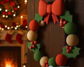 Christmas Wreath STL Bundle 8 Digital 3D Print Models Holiday Decor Download