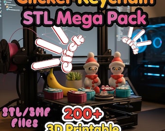 200 + 3D Printable Clicker Keychain STL Pack: Fidget Toy Bundle - Commercial Use Allowed