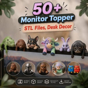 Paquete de más de 50 archivos STL para decoración de monitores / Mascotas de escritorio, dragones y otros animales (para uso comercial)