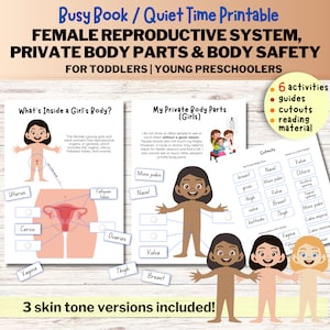 Weibliches Fortpflanzungssystem Kleinkind beschäftigt Buch Anatomie des Menschen private Teile Körpersicherheit druckbar Über mich Homeschool Busy Bundle Vorschule