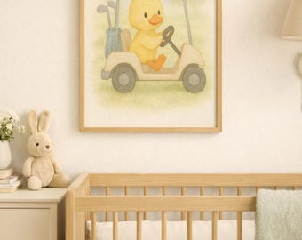 Duck Golf Nursery Art | Watercolor Sports Print (Instant Download)