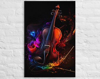 Colorful Violin - XLarge Canvas Wall Print 24" x 36"