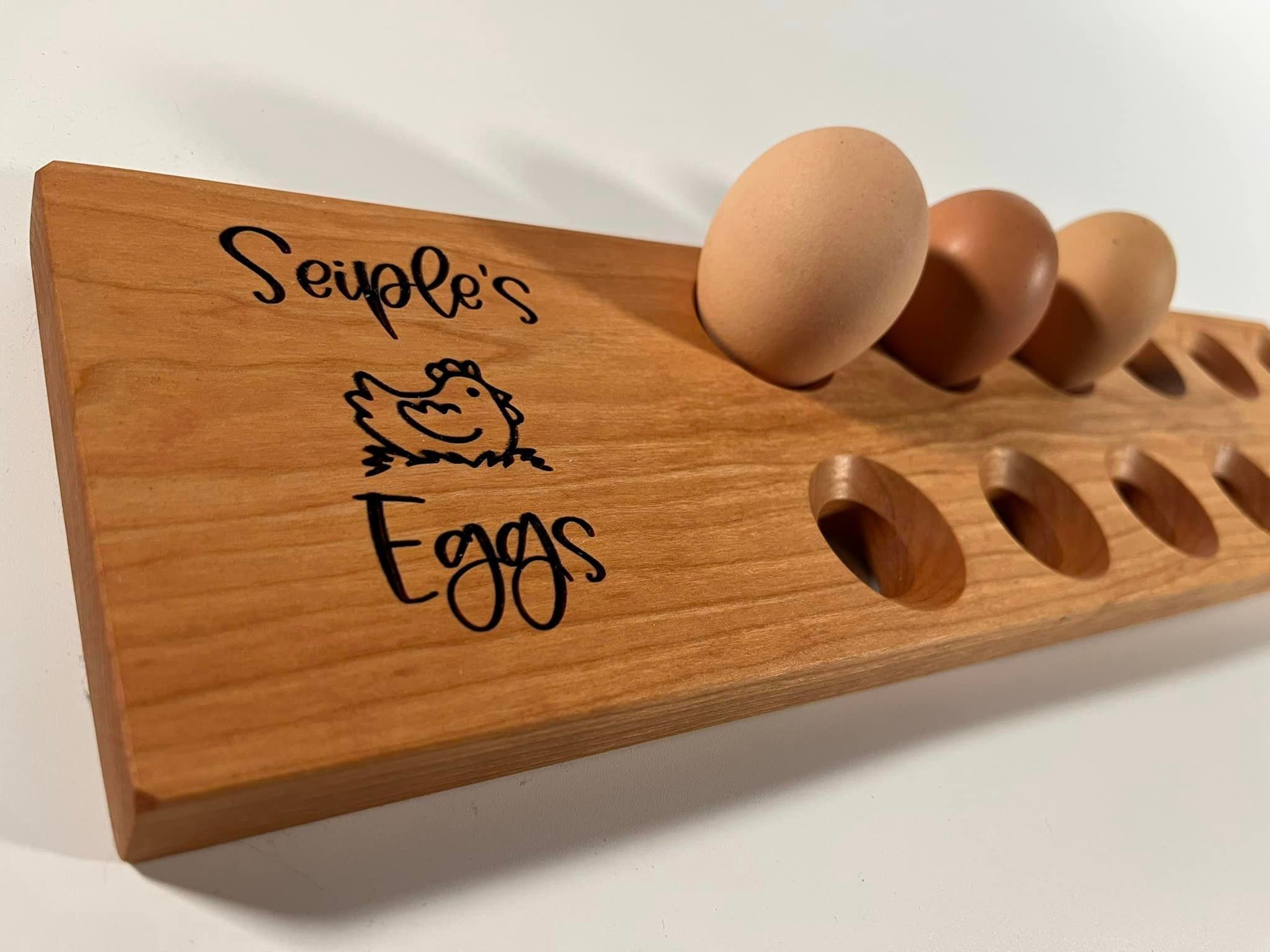 Fresh Egg Holder, Stackable laser engraved cut out wood sign