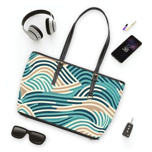Wellenmuster PU Leder Umhängetasche, Trendy Tote für jeden Anlass, Perfektes Geschenk für Sie, Sommer Accessoire, Stilvolle Strandtasche