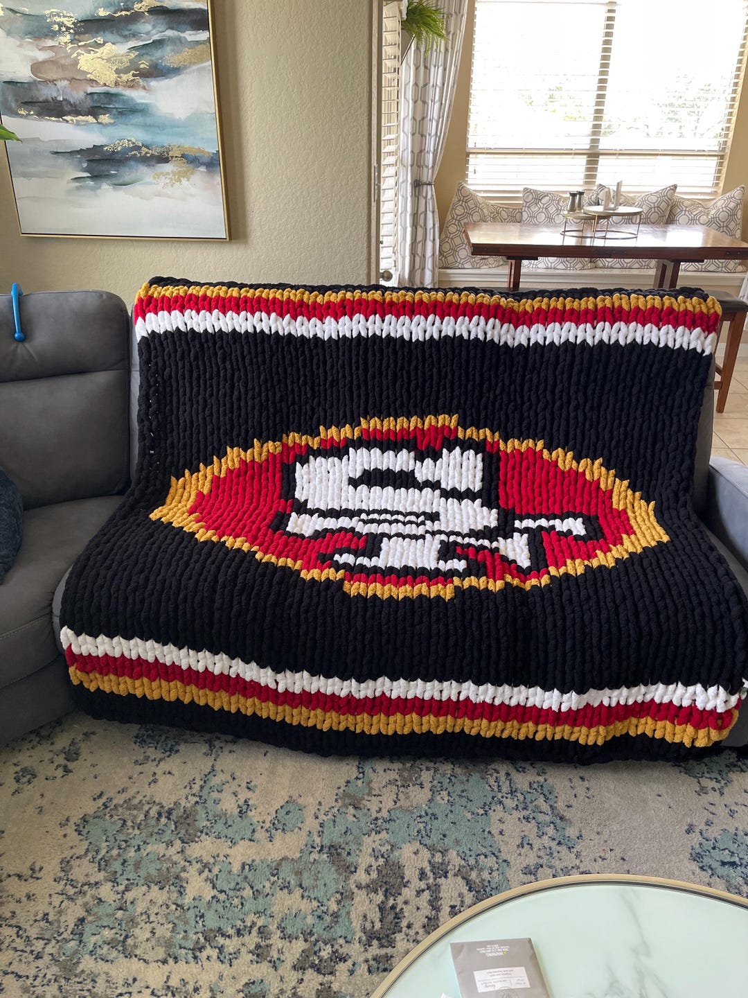 Chunky Knit Blanket: San Francisco 49ers With Stripe Enhancement