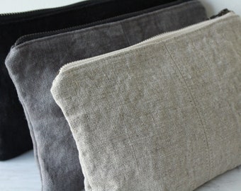 Linen zip pouch (large)