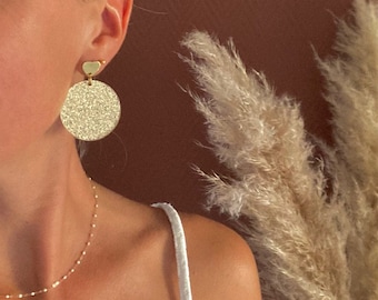 Round golden glitter earrings - Les Pippa