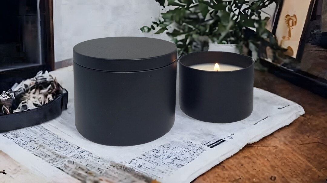 4oz, 8oz, 16oz Matte Black Metal Candle Tins for Candle Making, DYI