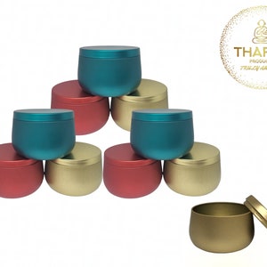 Empty Metal Tins With Lids, 4 Oz Tins Sets of 10 or 48, Round Tins, Small  Metal Tins, Empty Candle Favor Spicetins 