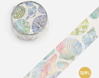 BGM 20mm 'Colorful Seashell' [w/ Gold Foil Accents] Washi Tape - Japan Exclusive