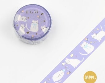 BGM 15mm 'Cat & Butterfly' [w/ Gold Foil Accents] Washi Tape - Japan Exclusive!