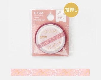 BGM 5mm 'Weight & Plum' [w/ Gold Foil Accents] Washi Tape - Japan Exclusive!