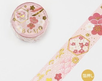 BGM 20mm 'Wa Shubai' [w/ Gold Foil Accents] Washi Tape - Japan Exclusive!