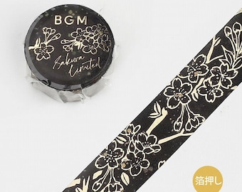 BGM 20mm Sakura Limited 'Crow Feather Color' [Gold Foil Accents] Washi Tape - Japan Exclusive!
