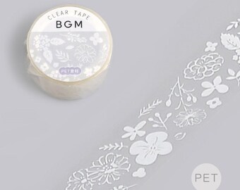 BGM 20mm 'White Flower Garden’ [Clear PET] Washi Tape - Japan Exclusive!