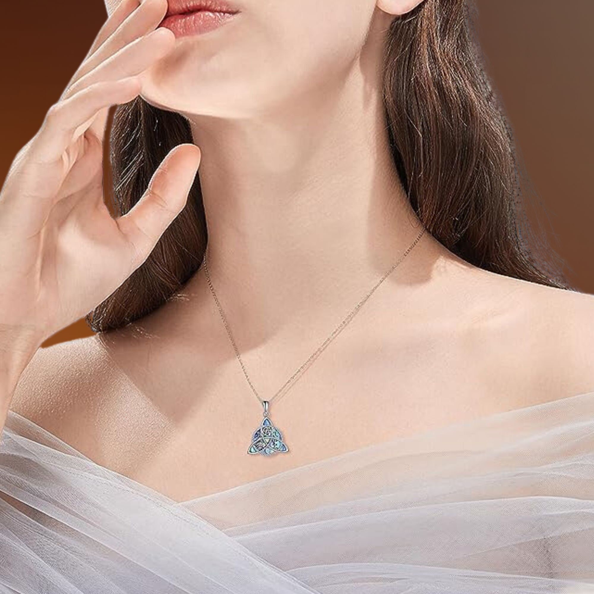 Triple Moon Goddess Pendant Necklace - Sterling Silver With Moonstone, 7/8 Inch