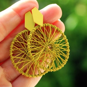 A Handmade Yellow mesh earrings