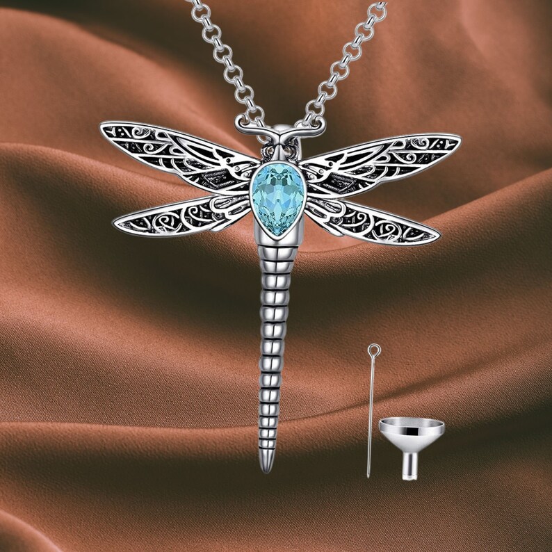 Dragon Necklace AOBOCO Dragonfly Urn Necklace For Ashes Sterling