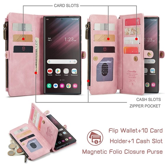 MInCYB for Samsung Galaxy S22 Plus 5G Wallet Case, Galaxy S22 + Plus Zipper Purse  Cover with RFID Blocking Card Holder Slot, Magnetic Detachable Flip -  Imported Products from USA - iBhejo