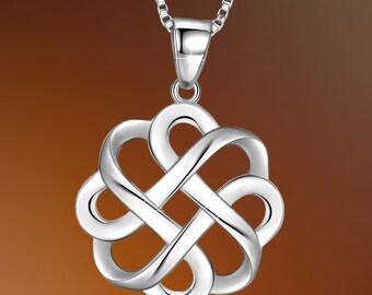 925 Sterling Silver Good Luck Polished Celtic Knot Cross Pendant Necklace for Womens