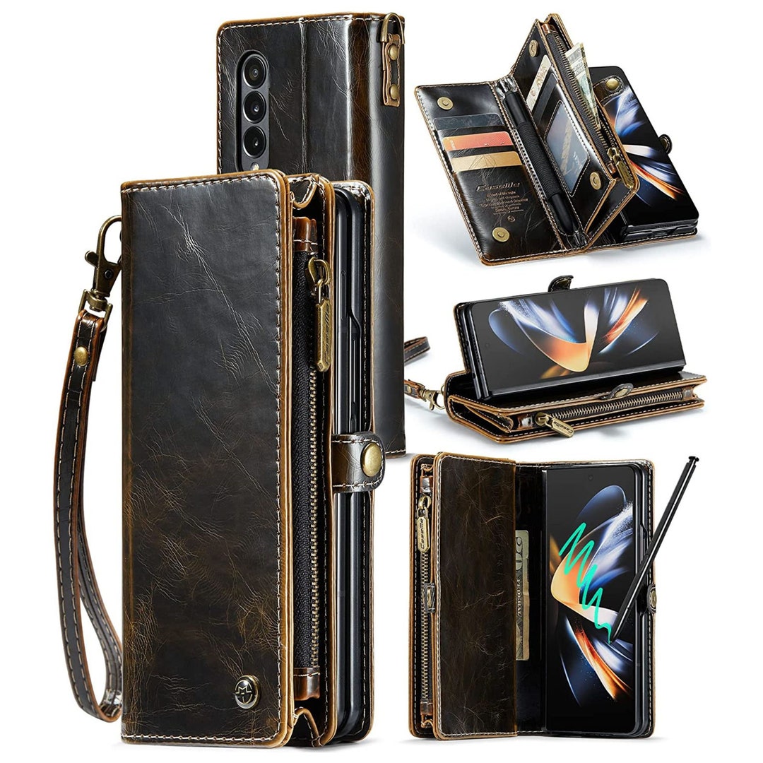 Samsung Galaxy Z Fold 4 Wallet Case With S Pen Holderpu Etsy
