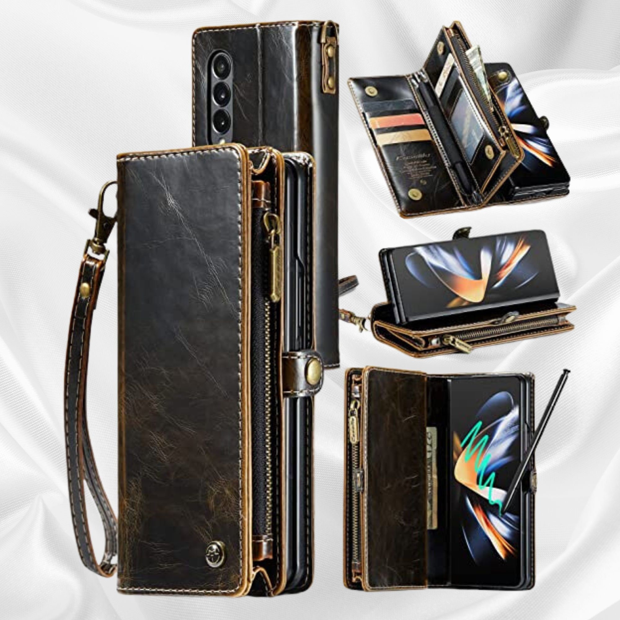 Trieste Leather Wallet Case for Samsung Galaxy Z Fold 4 – Venito Leather