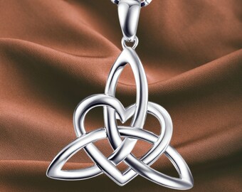 Celtic Necklace Sterling Silver Irish Celtic Knot Love Knot Triquetra Knot Celtic Compass Pendant Claddagh Necklace for Women