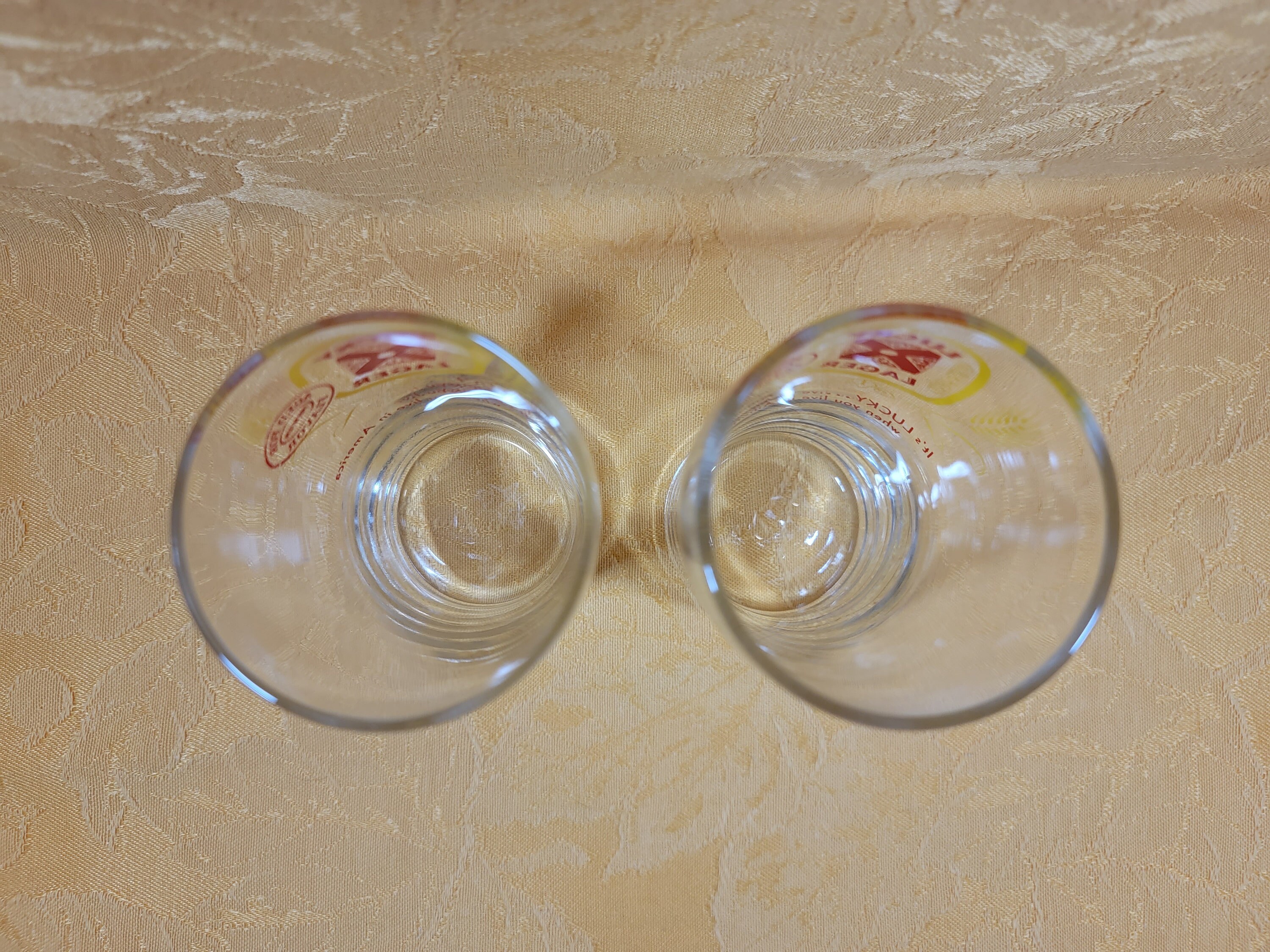 1950's. 1960's Lucky Lager x Small Beer Glasses, Set of 2 