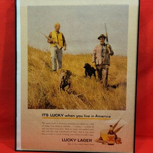 Original 1960's Magazine Ad for Lucky Lager Beer 8" x 10" Framed.