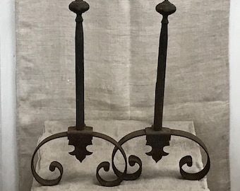Antike französische Kaminböcke, Landhausstil, Brocante, Antik