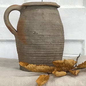 Antique French jug, clay, earthenware, vase, country kitchen, water jug
