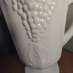 Milk Glass Iced tea Pitcher Harvest Grapes