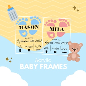 Baby Frames | New Baby Gift | Custom Baby Frame | Baby Announcement Gift | Acrylic Frame