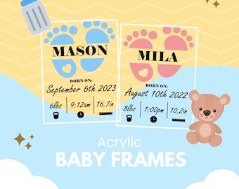 Custom Acrylic Baby Frame | New Baby Gift