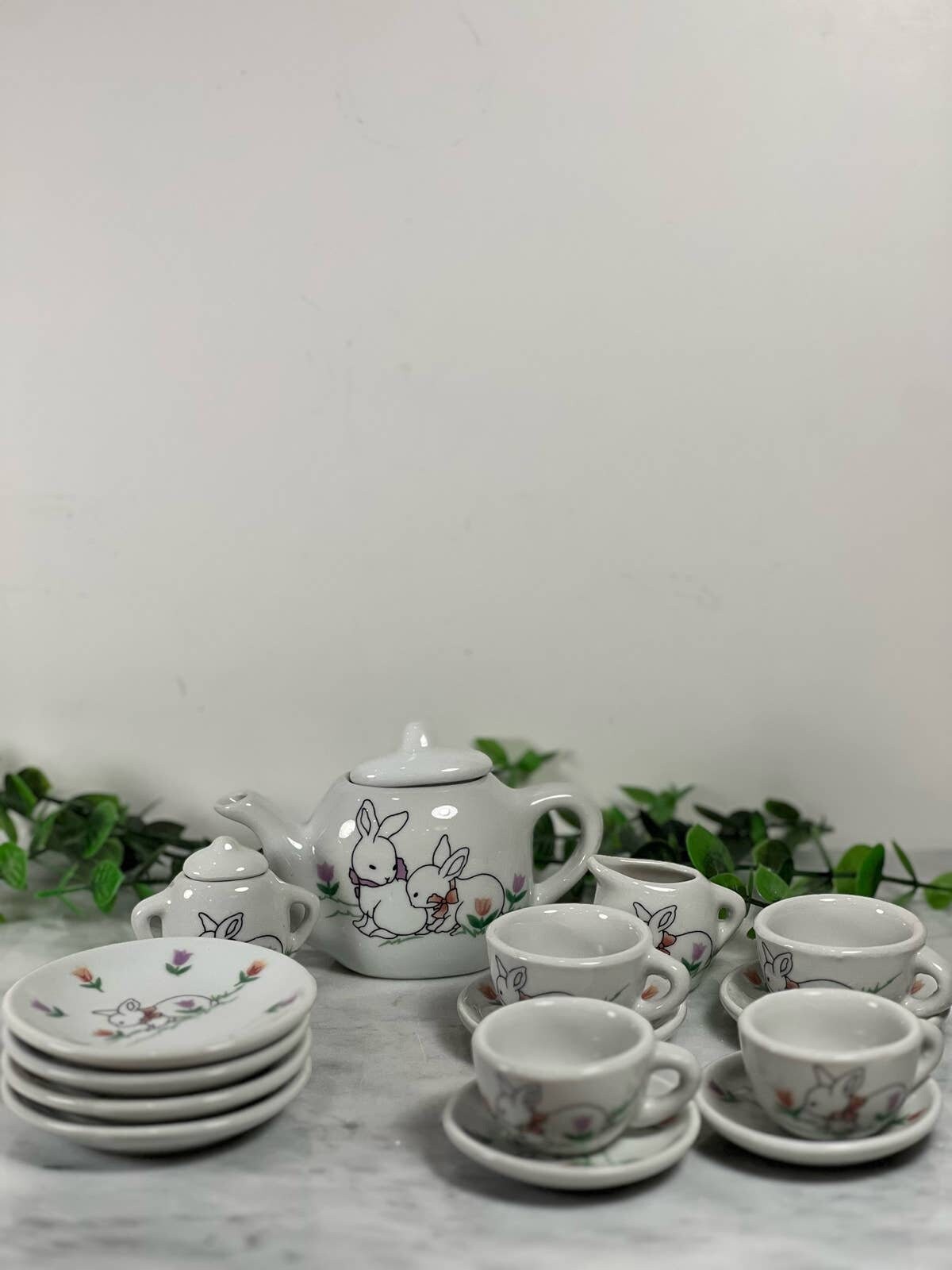 Vintage Childs Collector Bunny Tea Set 17 Pieces Etsy