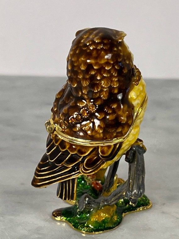 Vintage Enameled Owl Trinket Box - image 4