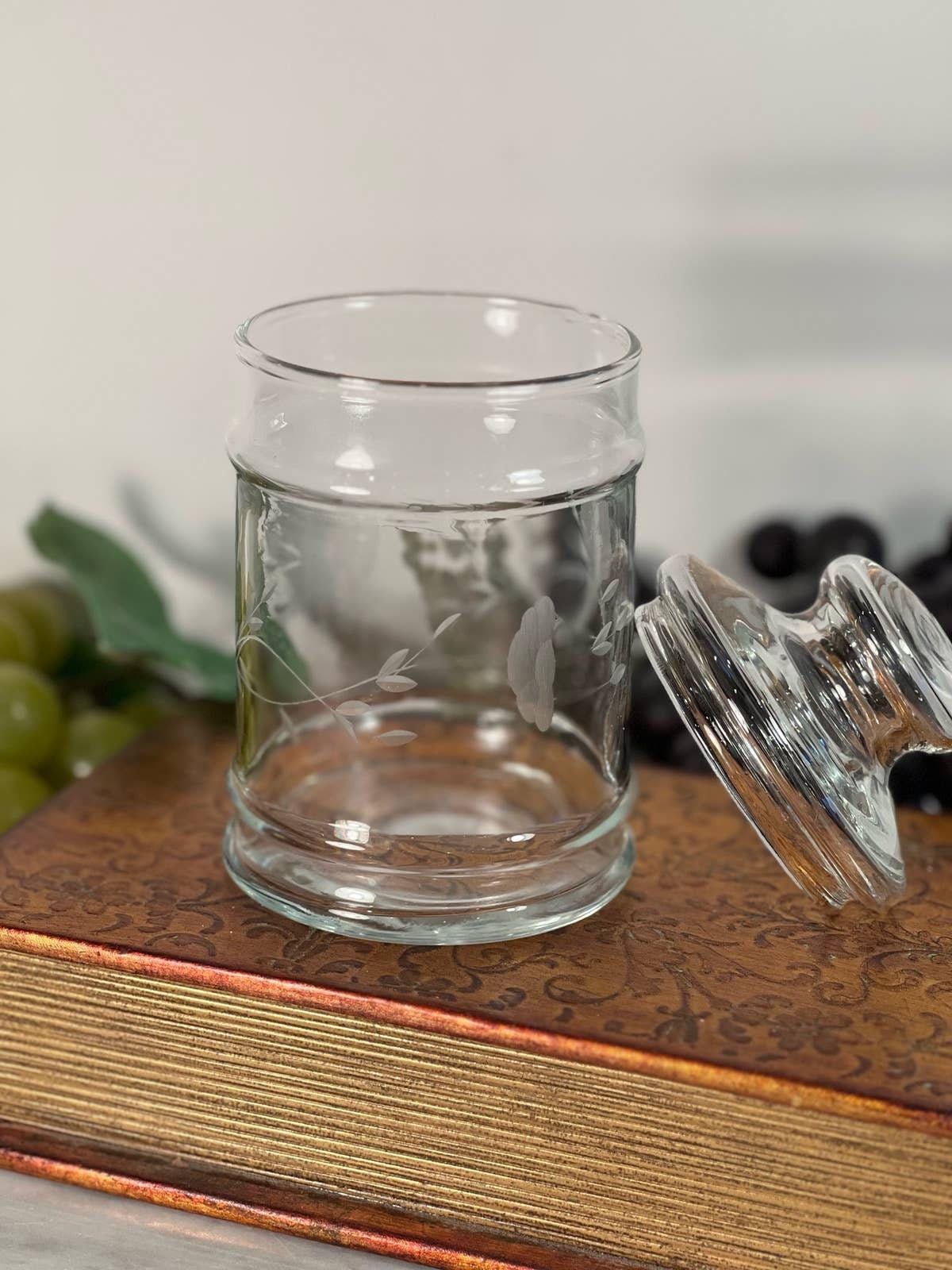 Vintage Princess House Etched Glass Jar Etsy